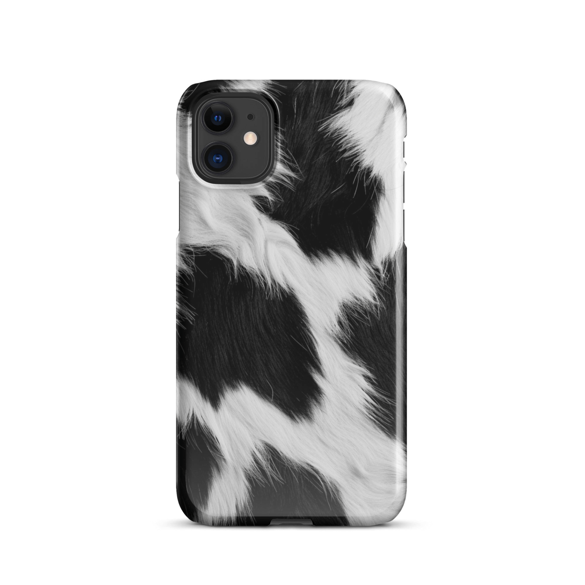 Stylish black and white furry-tone phone case for iPhone and Android.