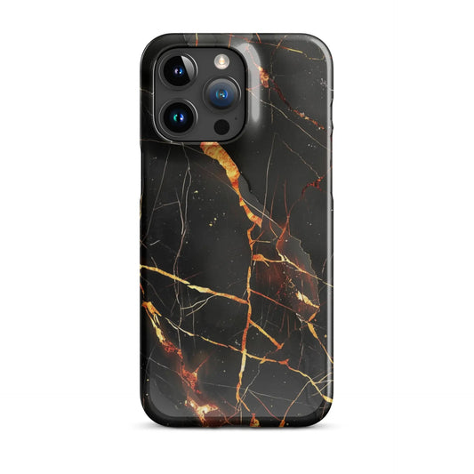 Fire veins black marble phone case for iPhone with minimal firy accents