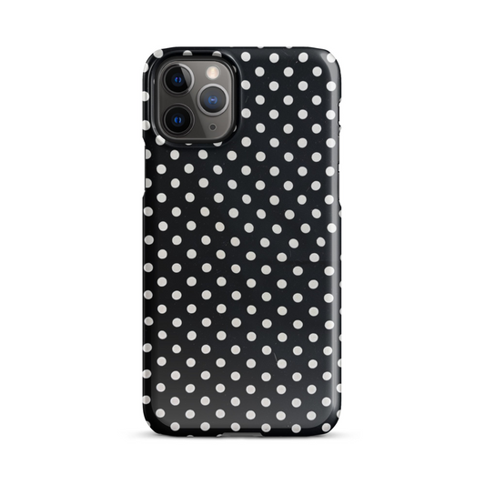 Minimalist black phone case with subtle water drop patterns for iPhone and Android.