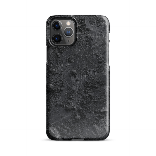 Textured black phone case with moon surface patterns for iPhone and Android.