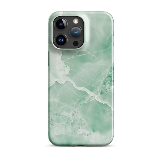 Emerald drift marble phone case for iPhone with minimal green and gold accents