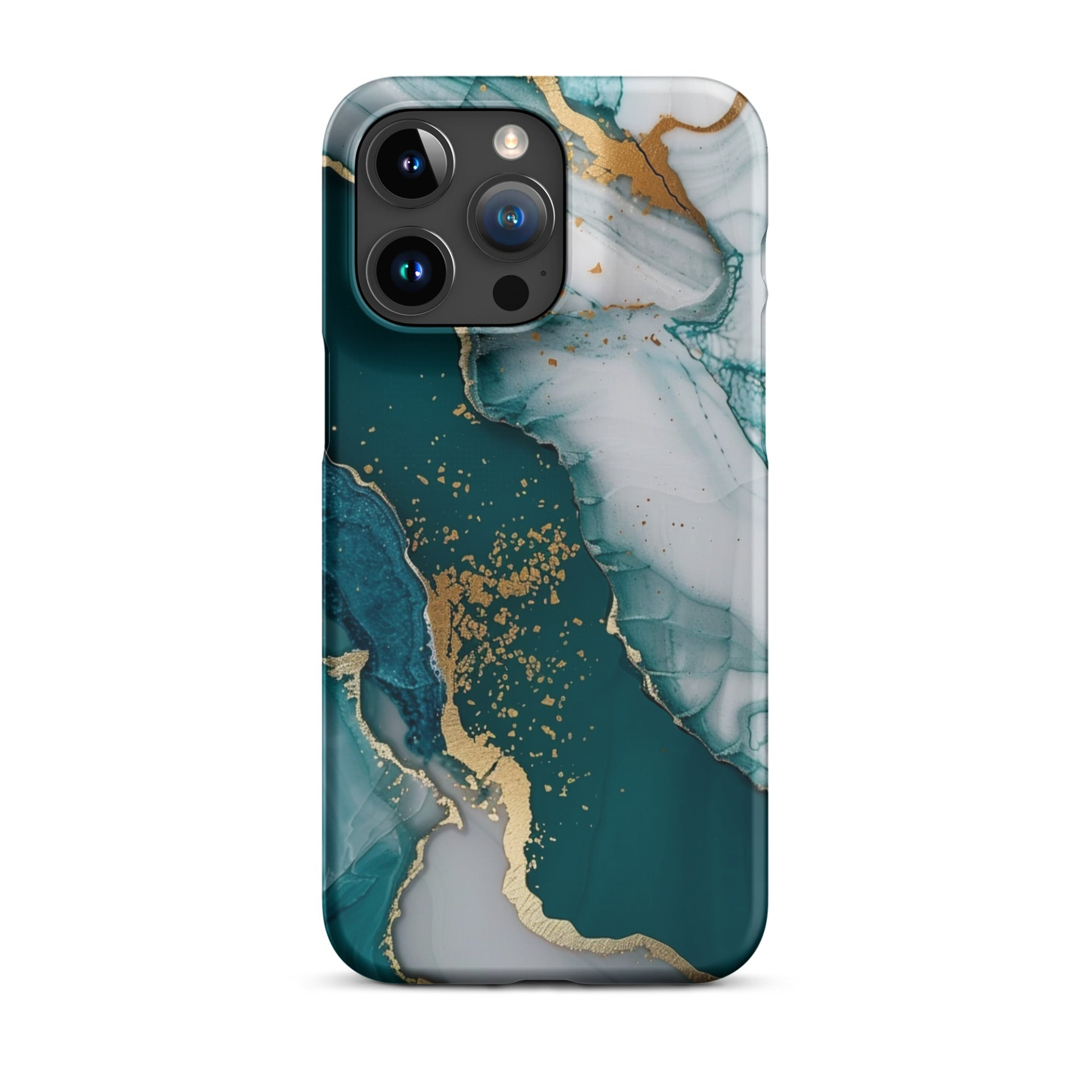 Teal gold marble phone case for iPhone, minimalist design