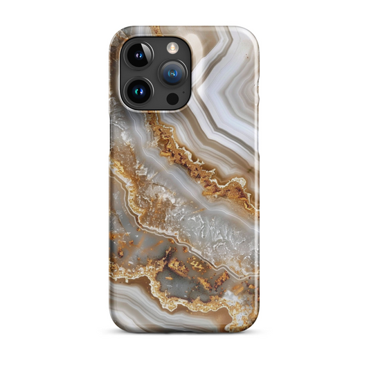 Ivory gold marble phone case for iPhone, minimalist design with golden veins