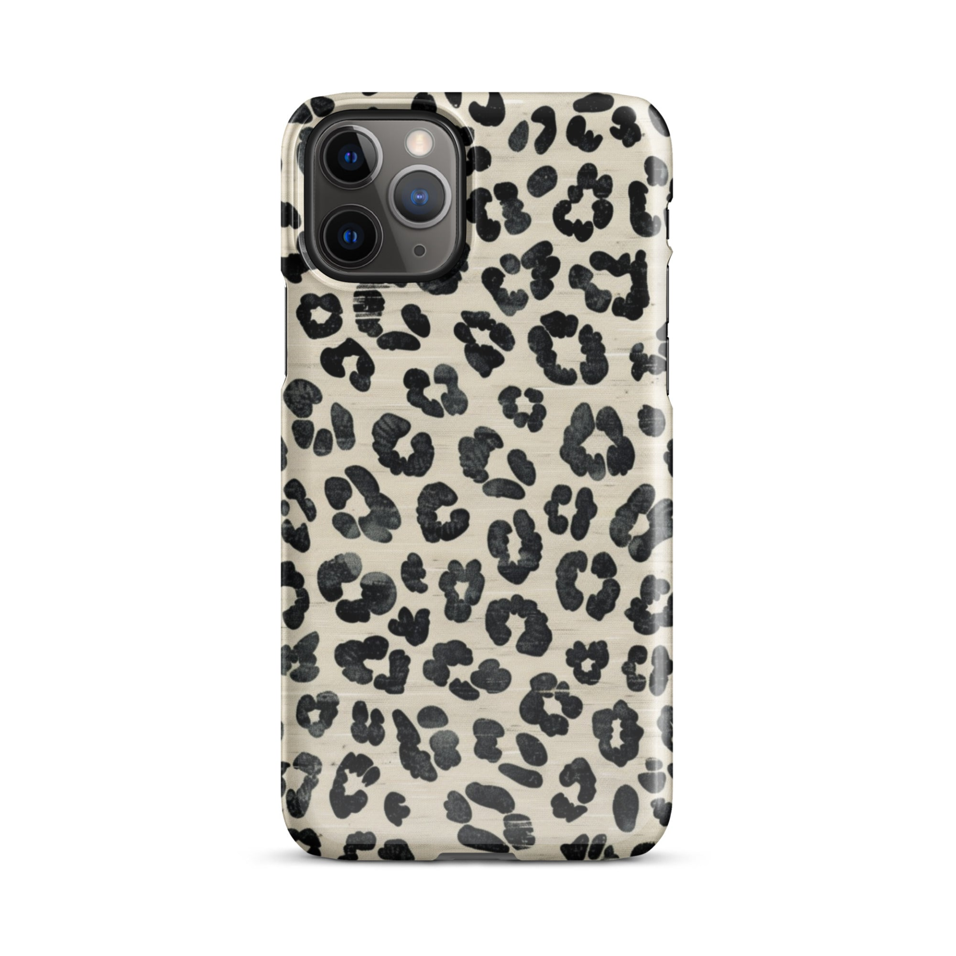 Stylish black and white leopard print phone case for iPhone and Android.