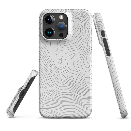 Modern grey phone case with subtle black patterns for iPhone and Android.